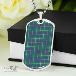 Scottish Inglis Ancient Clan Tartan Dog Tag Necklace - Classic Scottish Plaid Tartan Plaid