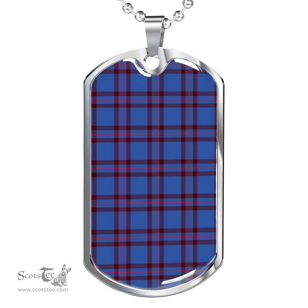 Scottish Elliot Modern Clan Tartan Dog Tag Necklace - Classic Scottish Plaid Tartan Plaid