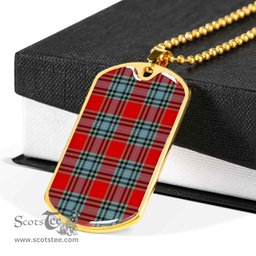 Scottish MacLeay Clan Tartan Dog Tag Necklace - Classic Scottish Plaid Tartan Plaid