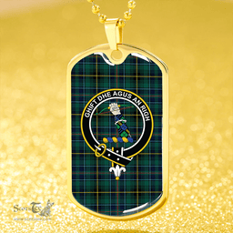 ScottishPlaid MacInnes Modern Clan Tartan Dog Tag Necklace - Crest Classic Scottish Plaid Tartan Plaid