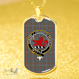 ScottishPlaid Young Weathered Clan Tartan Dog Tag Necklace - Crest Classic Scottish Plaid Tartan Plaid