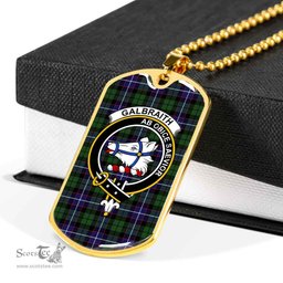 Scottish Galbraith Clan Tartan Dog Tag Necklace - Crest Classic Scottish Plaid Tartan Plaid