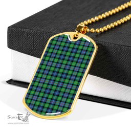 Scottish Murray of Atholl Ancient Clan Tartan Dog Tag Necklace - Classic Scottish Plaid Tartan Plaid