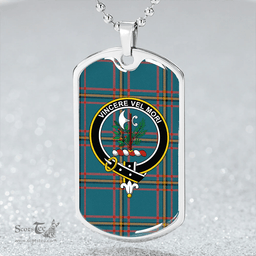 ScottishPlaid MacLaine of LochBuie Hunting (MacLaine) Ancient Clan Tartan Dog Tag Necklace - Crest Classic Scottish Plaid Tartan Plaid