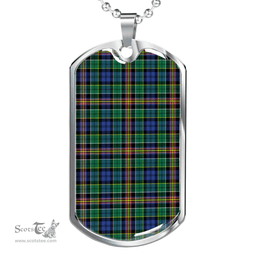 Scottish Allison Clan Tartan Dog Tag Necklace - Classic Scottish Plaid Tartan Plaid