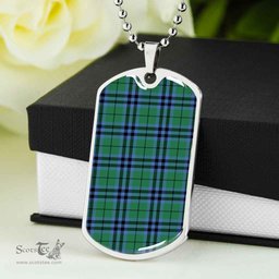 Scottish Keith Ancient Clan Tartan Dog Tag Necklace - Classic Scottish Plaid Tartan Plaid