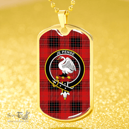 ScottishPlaid Wemyss Modern Clan Tartan Dog Tag Necklace - Crest Classic Scottish Plaid Tartan Plaid