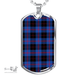 Scottish Angus Modern Clan Tartan Dog Tag Necklace - Classic Scottish Plaid Tartan Plaid