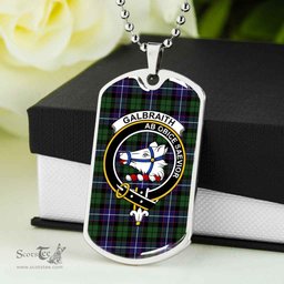 Scottish Galbraith Clan Tartan Dog Tag Necklace - Crest Classic Scottish Plaid Tartan Plaid