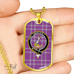 ScottishPlaid Wallace High School (Wallas High School) Weathered Clan Tartan Dog Tag Necklace - Crest Classic Scottish Plaid Tartan Plaid
