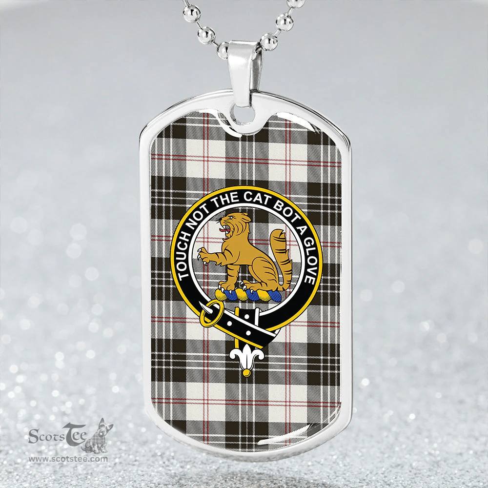 ScottishPlaid MacPherson of Cluny Black & White Clan Tartan Dog Tag Necklace - Crest Classic Scottish Plaid Tartan Plaid