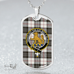 ScottishPlaid MacPherson of Cluny Black & White Clan Tartan Dog Tag Necklace - Crest Classic Scottish Plaid Tartan Plaid