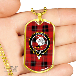 ScottishPlaid Wemyss Modern Clan Tartan Dog Tag Necklace - Crest Classic Scottish Plaid Tartan Plaid