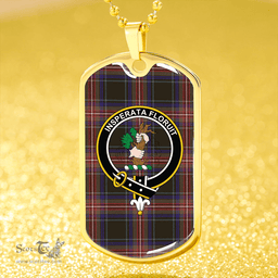 ScottishPlaid Watt (Wate) Weathered Clan Tartan Dog Tag Necklace - Crest Classic Scottish Plaid Tartan Plaid