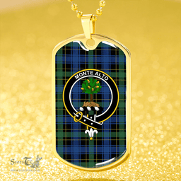 ScottishPlaid Mowat (Clans Originaux) Modern Clan Tartan Dog Tag Necklace - Crest Classic Scottish Plaid Tartan Plaid