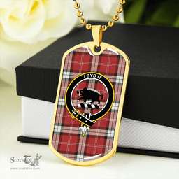ScottishPlaid Nisbet Dress Rose (Nisbit Dress Rose) Weathered Clan Tartan Dog Tag Necklace - Crest Classic Scottish Plaid Tartan Plaid