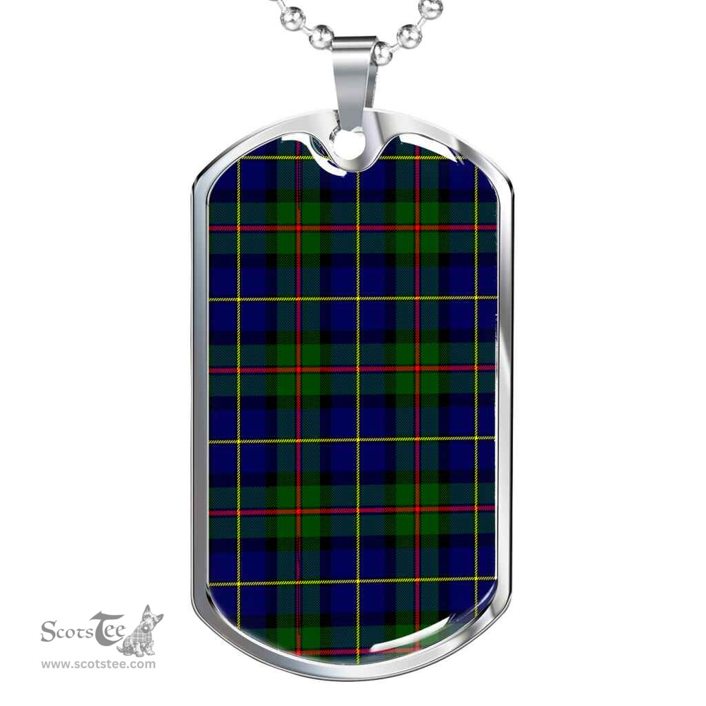 Scottish MacLeod of Harris Modern Clan Tartan Dog Tag Necklace - Classic Scottish Plaid Tartan Plaid