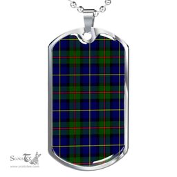 Scottish MacLeod of Harris Modern Clan Tartan Dog Tag Necklace - Classic Scottish Plaid Tartan Plaid
