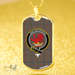ScottishPlaid Moncrieffe of Atholl Weathered Clan Tartan Dog Tag Necklace - Crest Classic Scottish Plaid Tartan Plaid