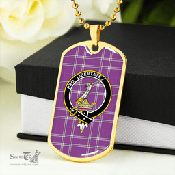 ScottishPlaid Wallace High School (Wallas High School) Weathered Clan Tartan Dog Tag Necklace - Crest Classic Scottish Plaid Tartan Plaid