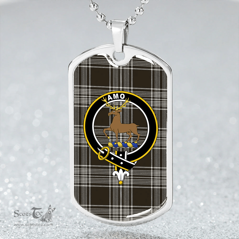 ScottishPlaid Scott Black & White Weathered Clan Tartan Dog Tag Necklace - Crest Classic Scottish Plaid Tartan Plaid
