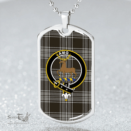 ScottishPlaid Scott Black & White Weathered Clan Tartan Dog Tag Necklace - Crest Classic Scottish Plaid Tartan Plaid