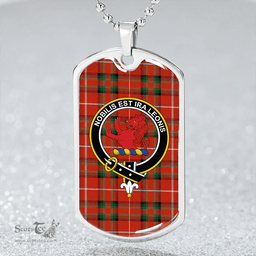 ScottishPlaid Stuart of Bute Ancient Clan Tartan Dog Tag Necklace - Crest Classic Scottish Plaid Tartan Plaid