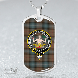 ScottishPlaid Urquhart White Lines (Urquhart Ancient) Weathered Clan Tartan Dog Tag Necklace - Crest Classic Scottish Plaid Tartan Plaid