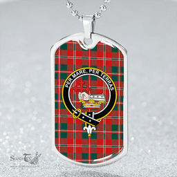 ScottishPlaid MacDonald of Glenaladale (Donald of Glenaladale) 2006 Modern Clan Tartan Dog Tag Necklace - Crest Classic Scottish Plaid Tartan Plaid