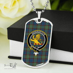 ScottishPlaid Nicolson Hunting Ancient Clan Tartan Dog Tag Necklace - Crest Classic Scottish Plaid Tartan Plaid
