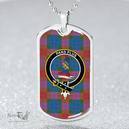 ScottishPlaid Marr Red Ancient Clan Tartan Dog Tag Necklace - Crest Classic Scottish Plaid Tartan Plaid