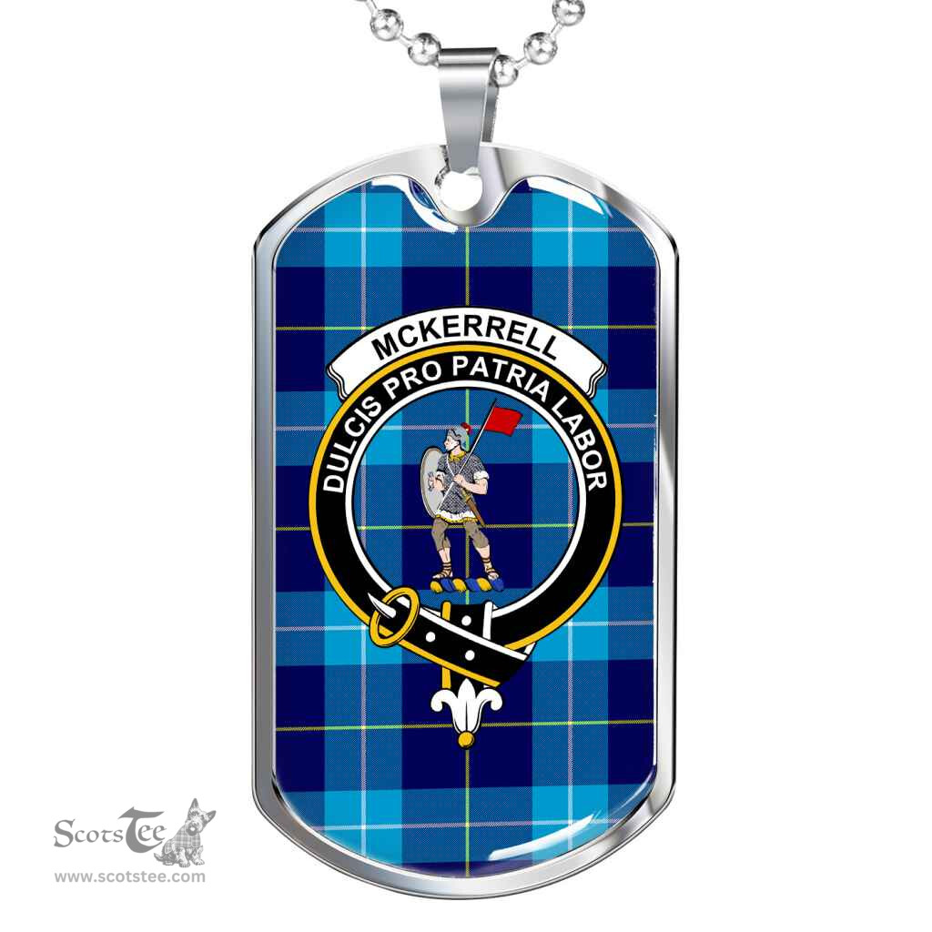 Scottish McKerrell Clan Tartan Dog Tag Necklace - Crest Classic Scottish Plaid Tartan Plaid