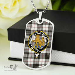ScottishPlaid MacPherson of Cluny Black & White Clan Tartan Dog Tag Necklace - Crest Classic Scottish Plaid Tartan Plaid