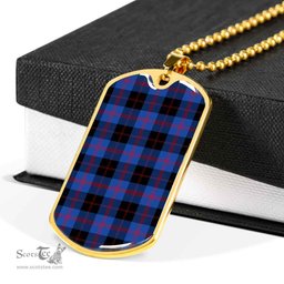 Scottish Angus Modern Clan Tartan Dog Tag Necklace - Classic Scottish Plaid Tartan Plaid