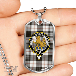 ScottishPlaid MacPherson of Cluny Black & White Clan Tartan Dog Tag Necklace - Crest Classic Scottish Plaid Tartan Plaid