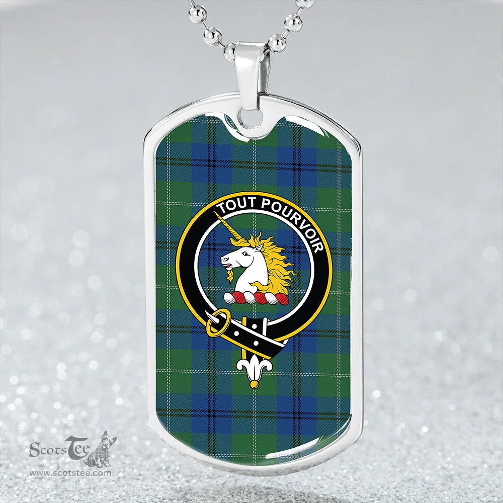 ScottishPlaid Oliphant Modern Clan Tartan Dog Tag Necklace - Crest Classic Scottish Plaid Tartan Plaid