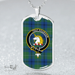 ScottishPlaid Oliphant Modern Clan Tartan Dog Tag Necklace - Crest Classic Scottish Plaid Tartan Plaid