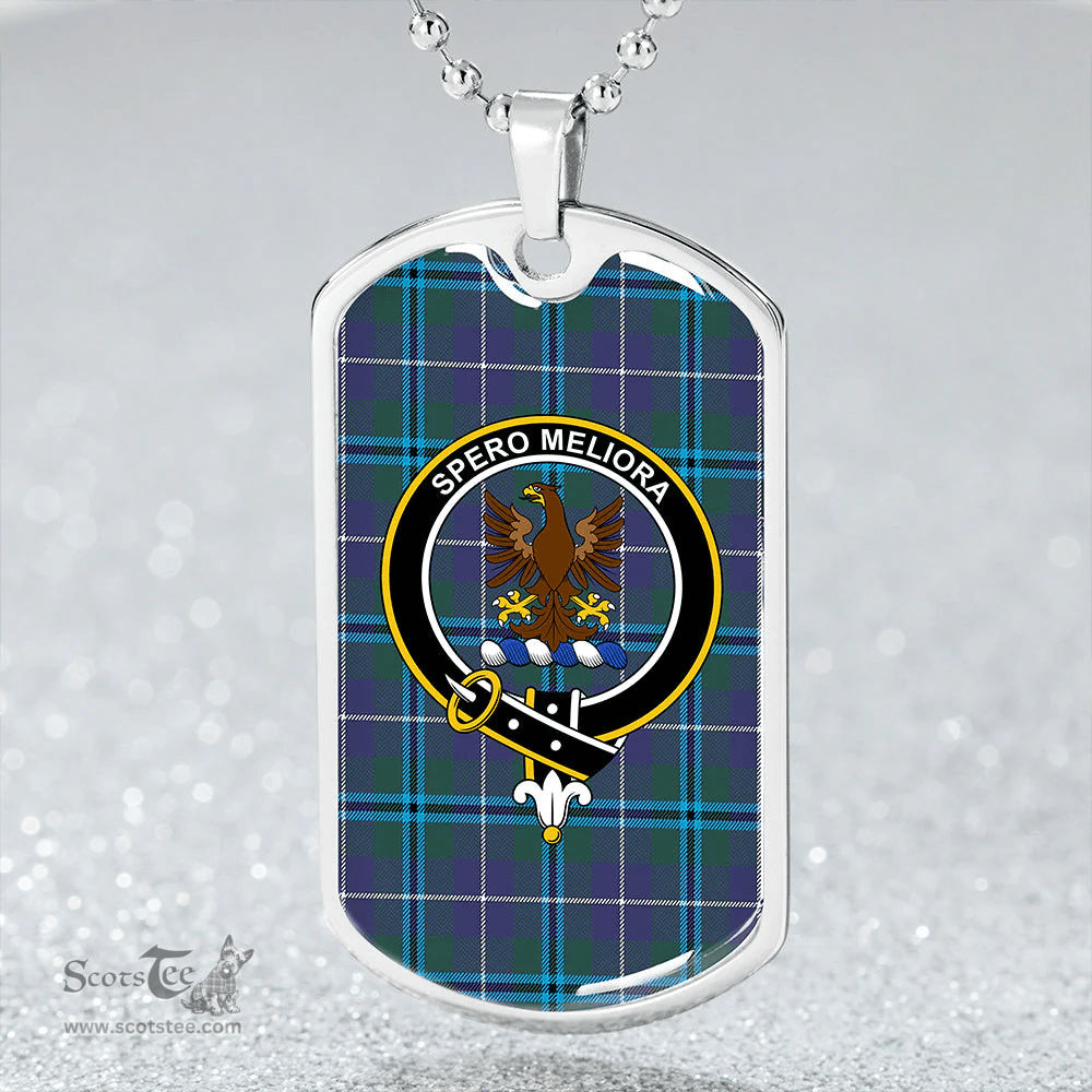ScottishPlaid Sandilands Clan Tartan Dog Tag Necklace - Crest Classic Scottish Plaid Tartan Plaid