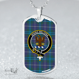 ScottishPlaid Sandilands Clan Tartan Dog Tag Necklace - Crest Classic Scottish Plaid Tartan Plaid