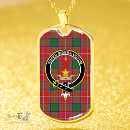 ScottishPlaid Rattray Ancient Clan Tartan Dog Tag Necklace - Crest Classic Scottish Plaid Tartan Plaid