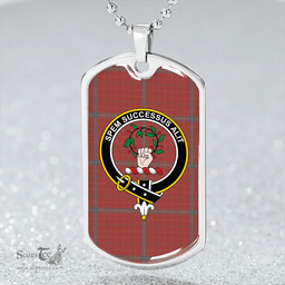 ScottishPlaid Ross David Weathered Clan Tartan Dog Tag Necklace - Crest Classic Scottish Plaid Tartan Plaid