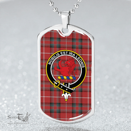 ScottishPlaid Stuart of Bute Weathered Clan Tartan Dog Tag Necklace - Crest Classic Scottish Plaid Tartan Plaid