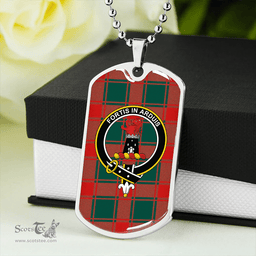 ScottishPlaid Middleton Weathered Clan Tartan Dog Tag Necklace - Crest Classic Scottish Plaid Tartan Plaid