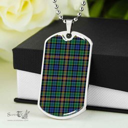 Scottish Allison Clan Tartan Dog Tag Necklace - Classic Scottish Plaid Tartan Plaid