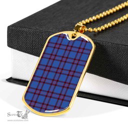 Scottish Elliot Modern Clan Tartan Dog Tag Necklace - Classic Scottish Plaid Tartan Plaid
