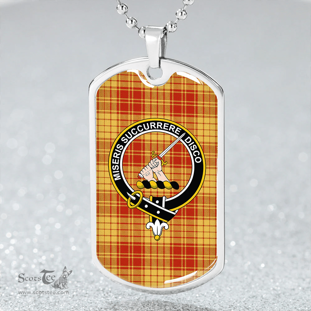 ScottishPlaid MacMillan Dress Ancient Clan Tartan Dog Tag Necklace - Crest Classic Scottish Plaid Tartan Plaid