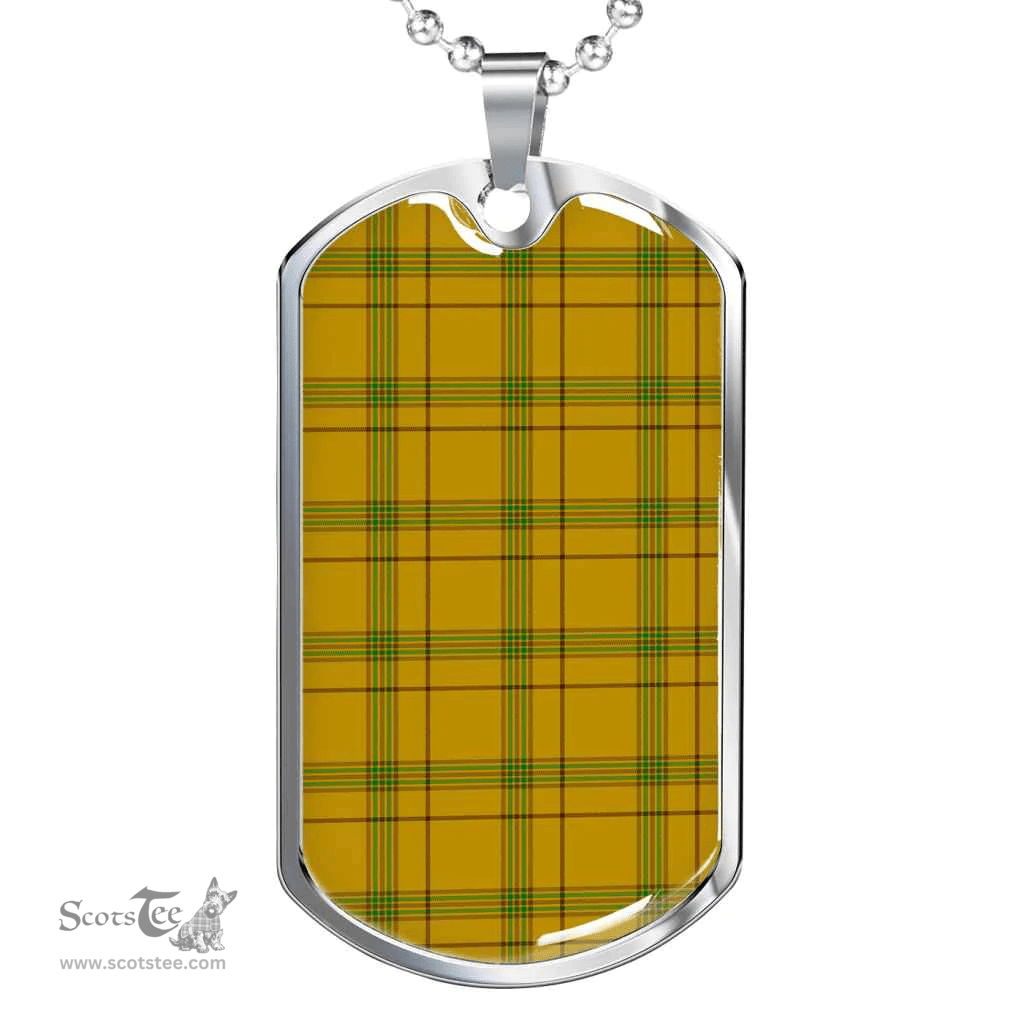 Scottish Houston Clan Tartan Dog Tag Necklace - Classic Scottish Plaid Tartan Plaid