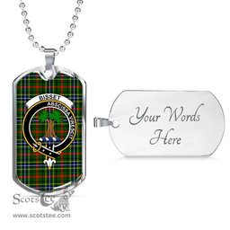 Scottish Bisset Clan Tartan Dog Tag Necklace - Crest Classic Scottish Plaid Tartan Plaid
