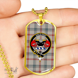 ScottishPlaid Miss MacDougal (Personal) (MacLeod Arisaid) Weathered Clan Tartan Dog Tag Necklace - Crest Classic Scottish Plaid Tartan Plaid