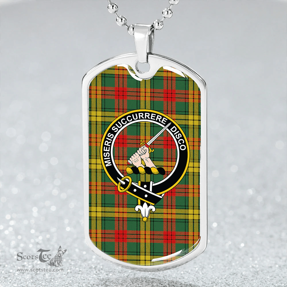 ScottishPlaid MacMillan 1946 Modern Clan Tartan Dog Tag Necklace - Crest Classic Scottish Plaid Tartan Plaid